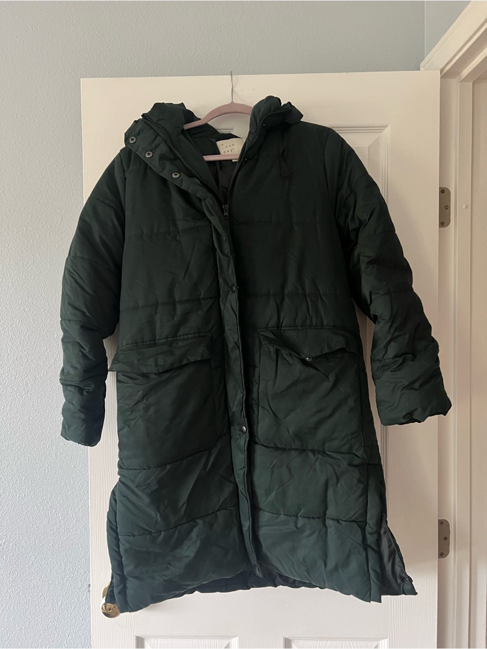 a new day Forest Green Long Puffer Coat with Hood